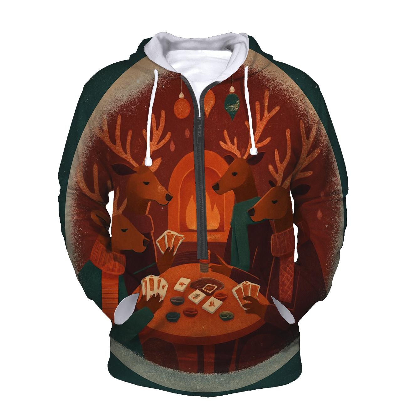 Reindeer Poker Night In A Snow Globe Lounge hoodie designs