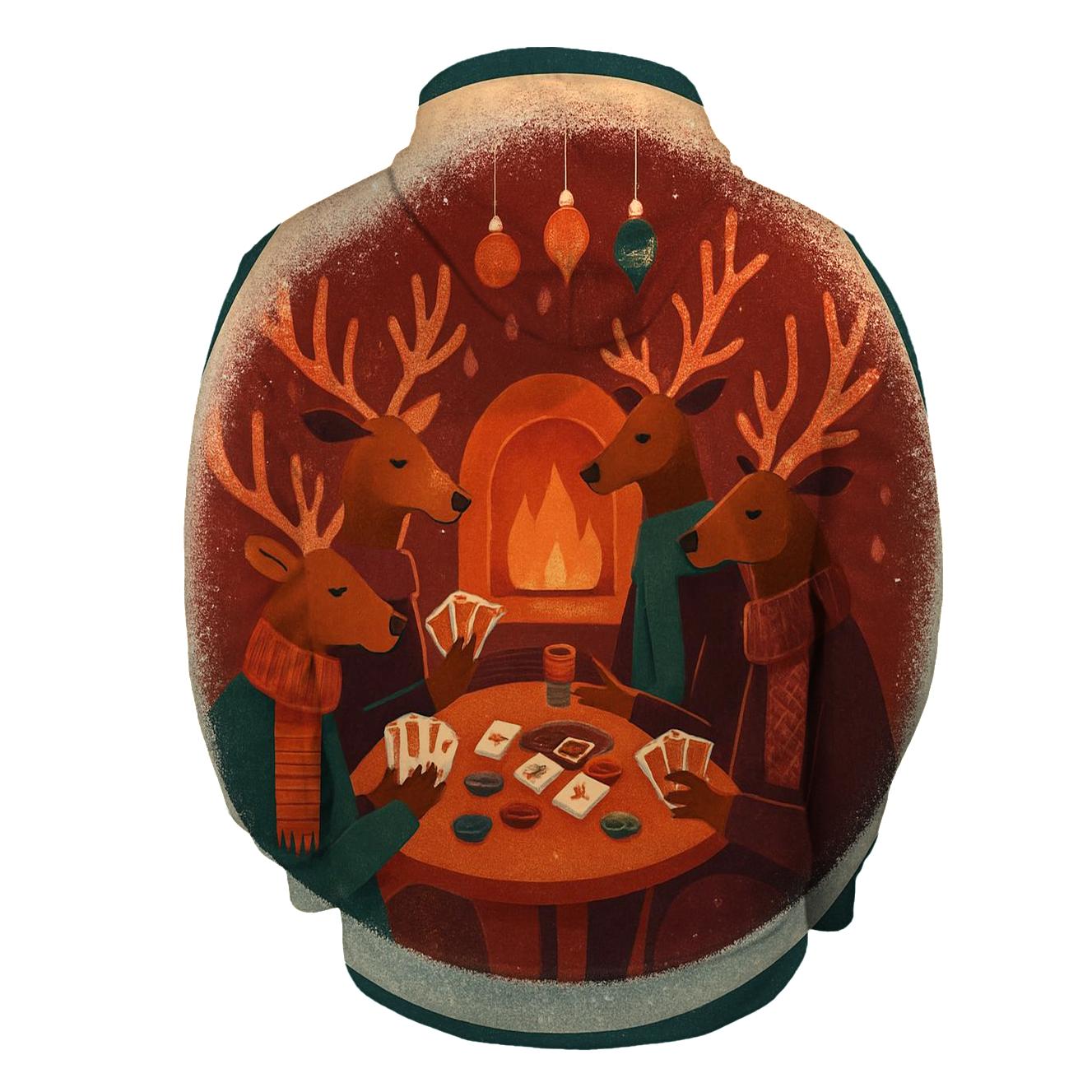 Reindeer Poker Night In A Snow Globe Lounge hoodie designs