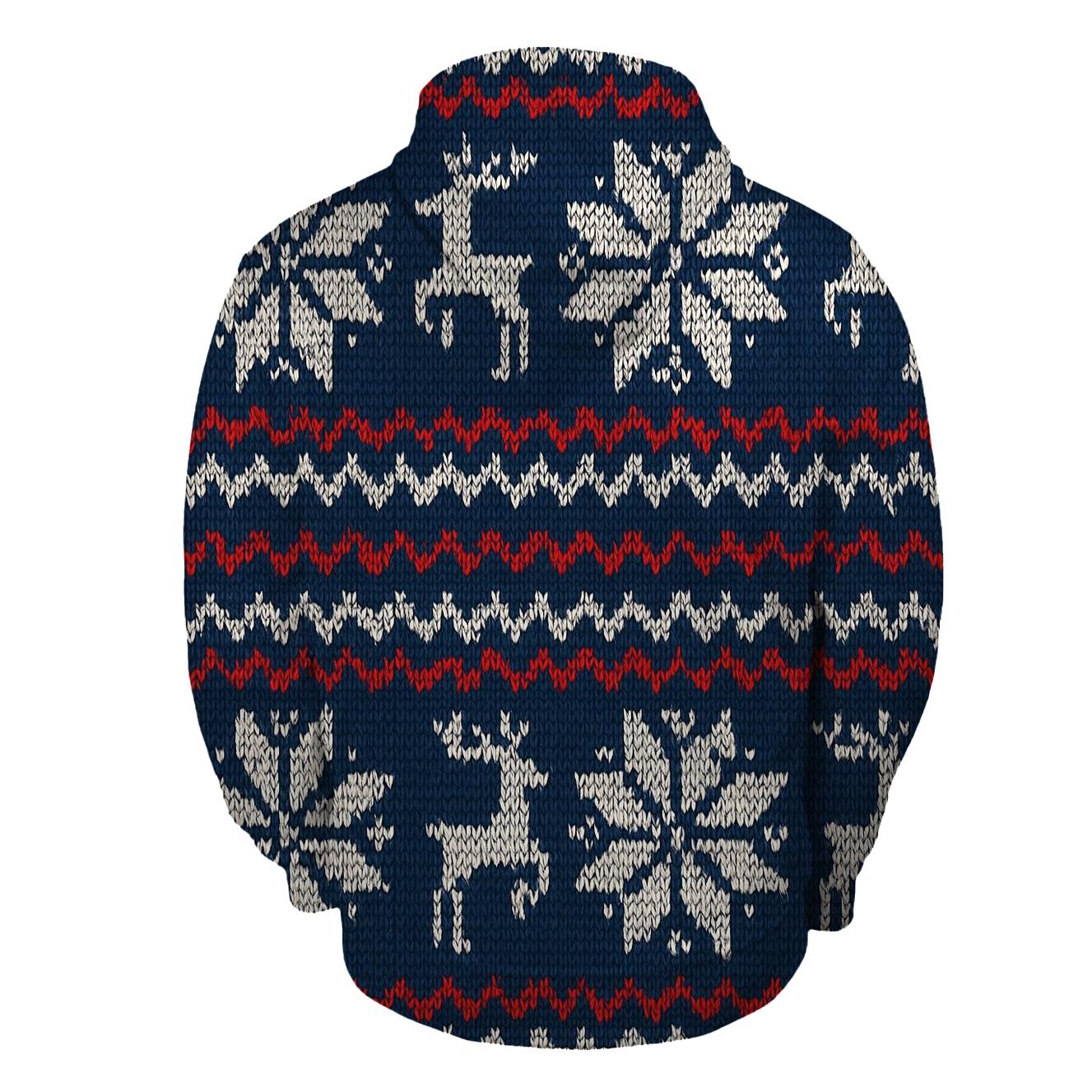 Nordic Knit Snowflake Grid On Navy Blue Background hoodie designs