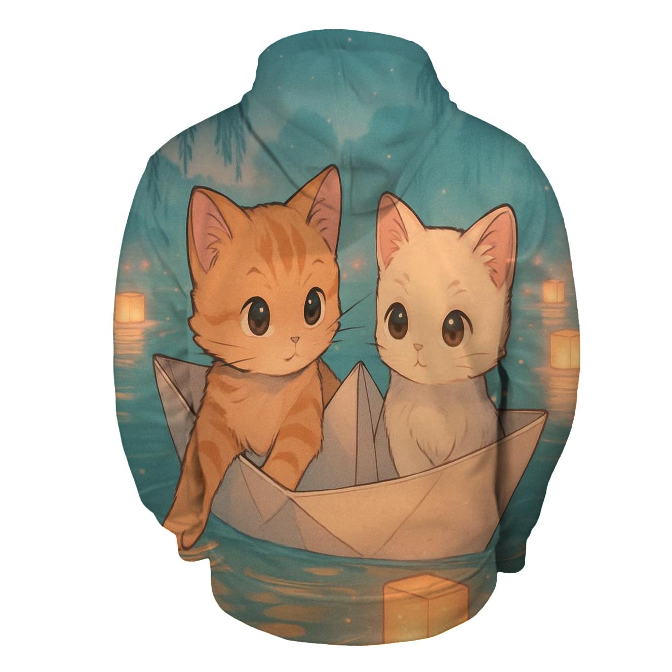 Lantern River Paper Boat Kittens zip-up hoodies