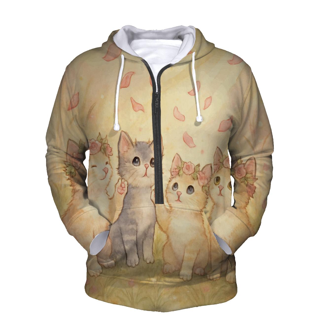 Sunrise Meadow Flower Crown Cats hoodies fashion
