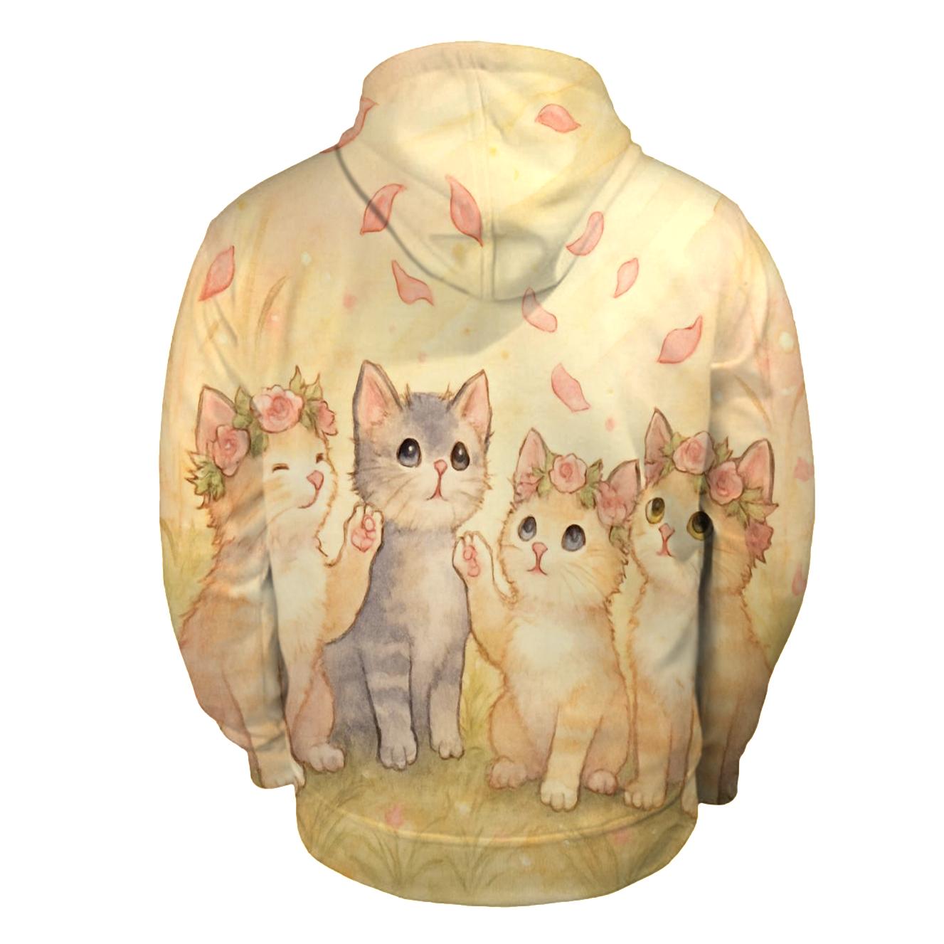 Sunrise Meadow Flower Crown Cats hoodies fashion