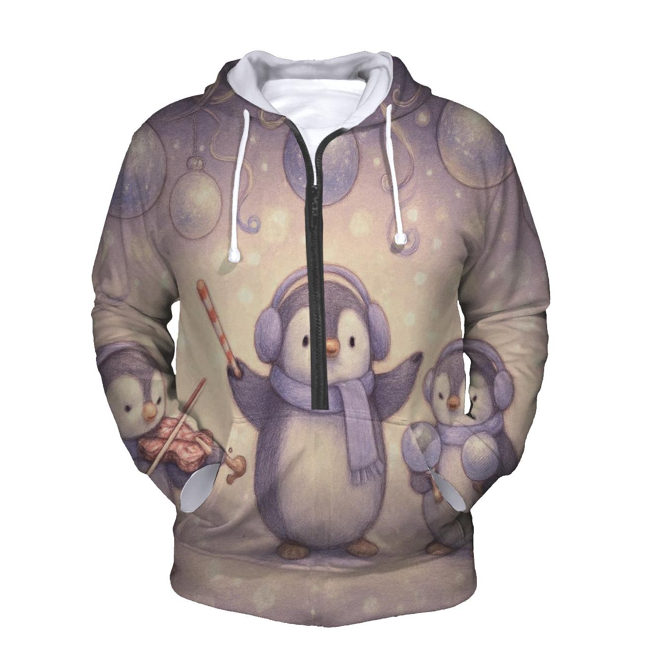 Penguin Orchestra Under Hanging Ornaments embroidered hoodies