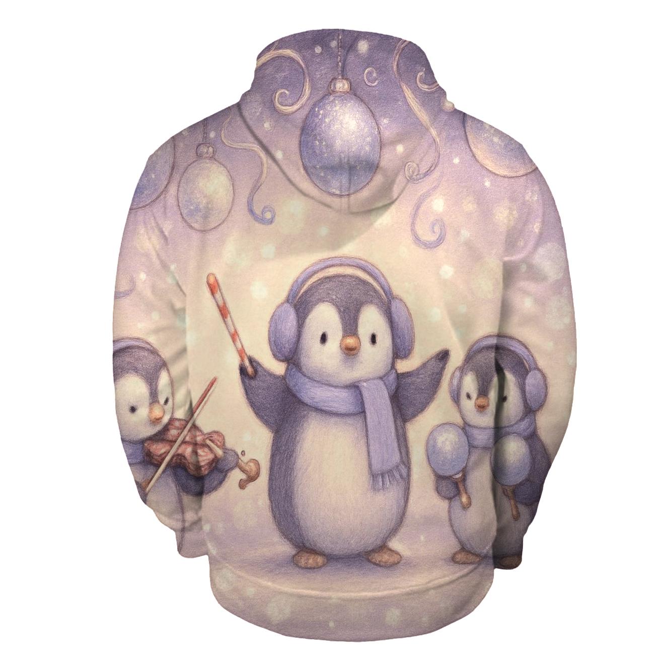 Penguin Orchestra Under Hanging Ornaments embroidered hoodies