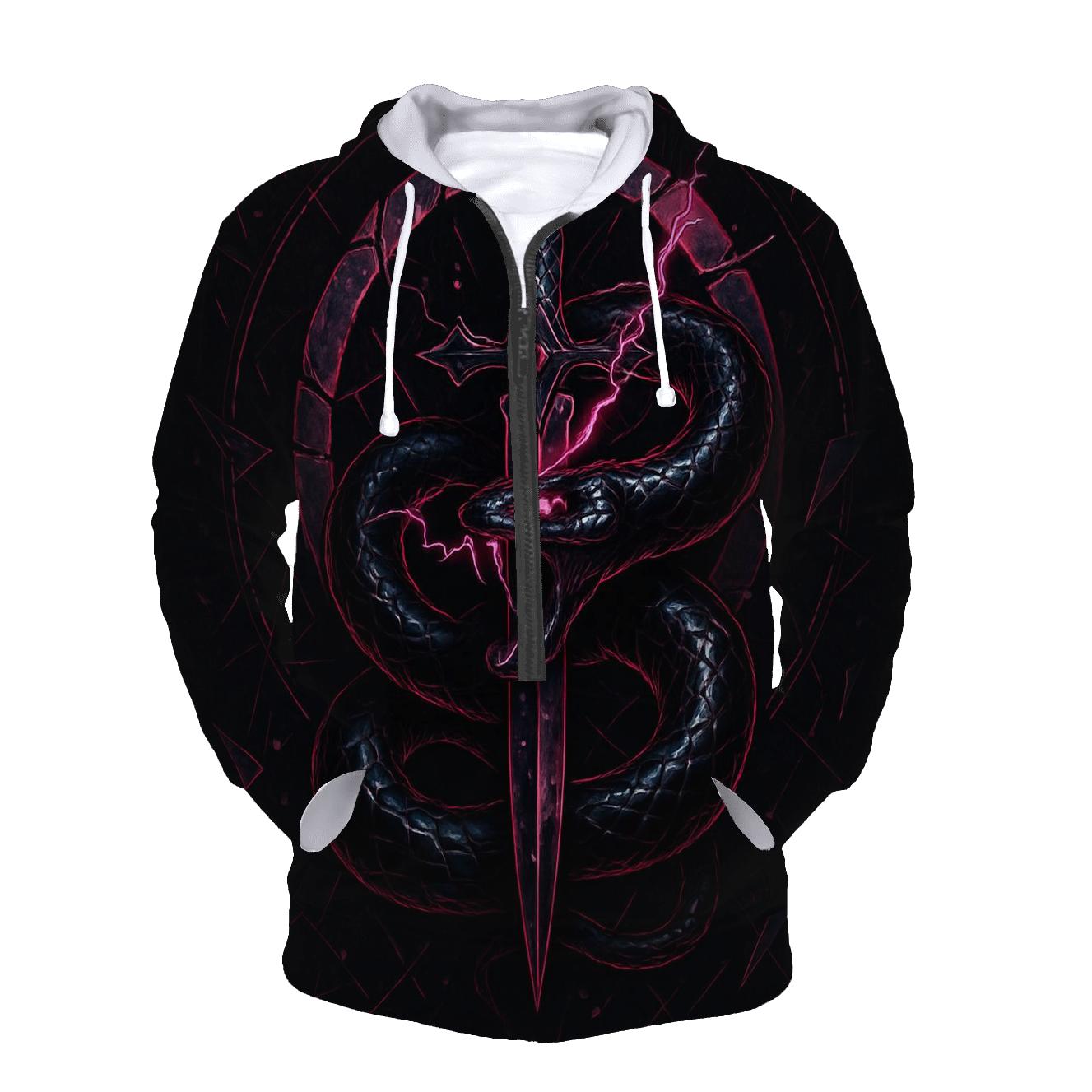 Obsidian Dagger And Serpent Halo premium hoodies