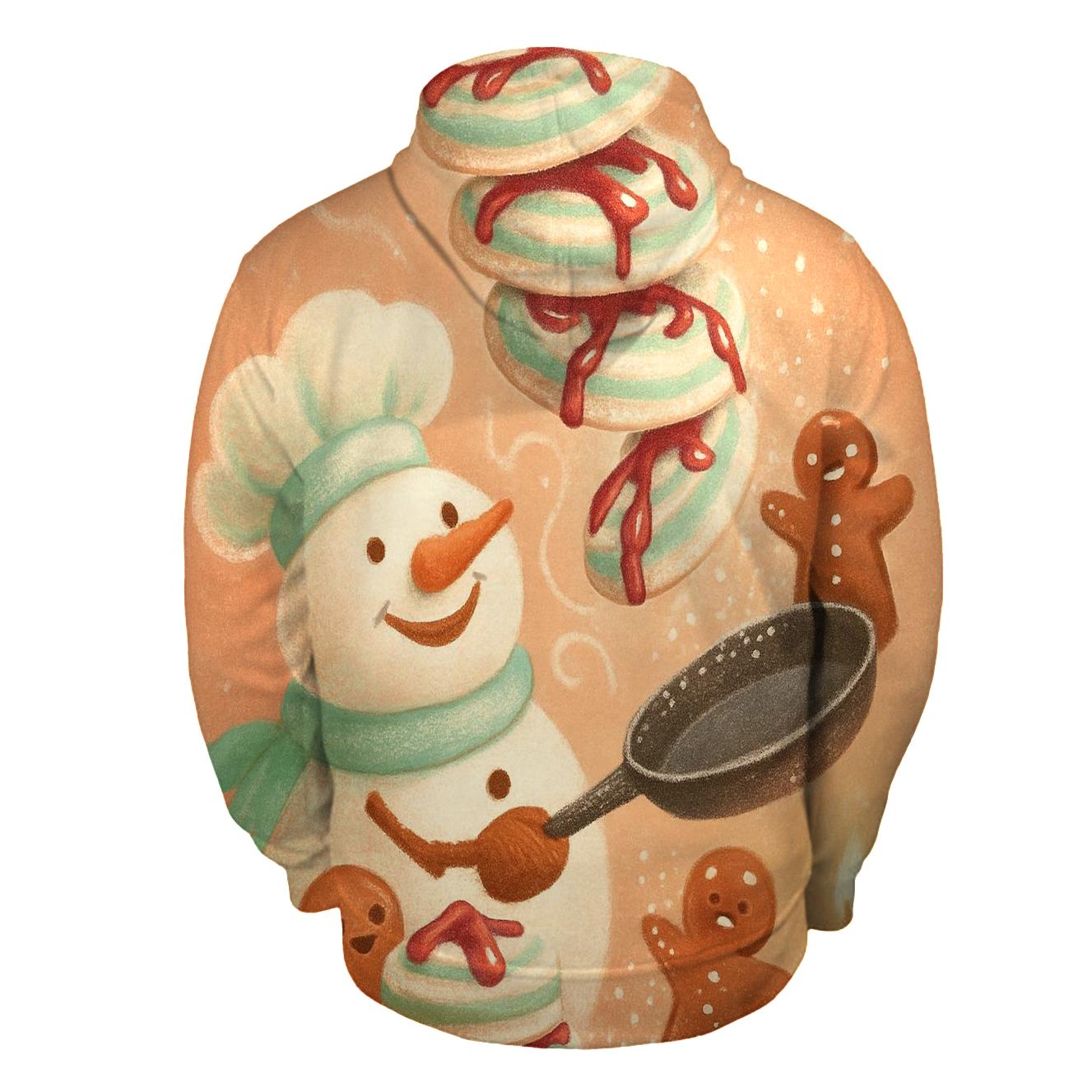 Snowman Chef Tossing Peppermint Pancakes hoodie trends