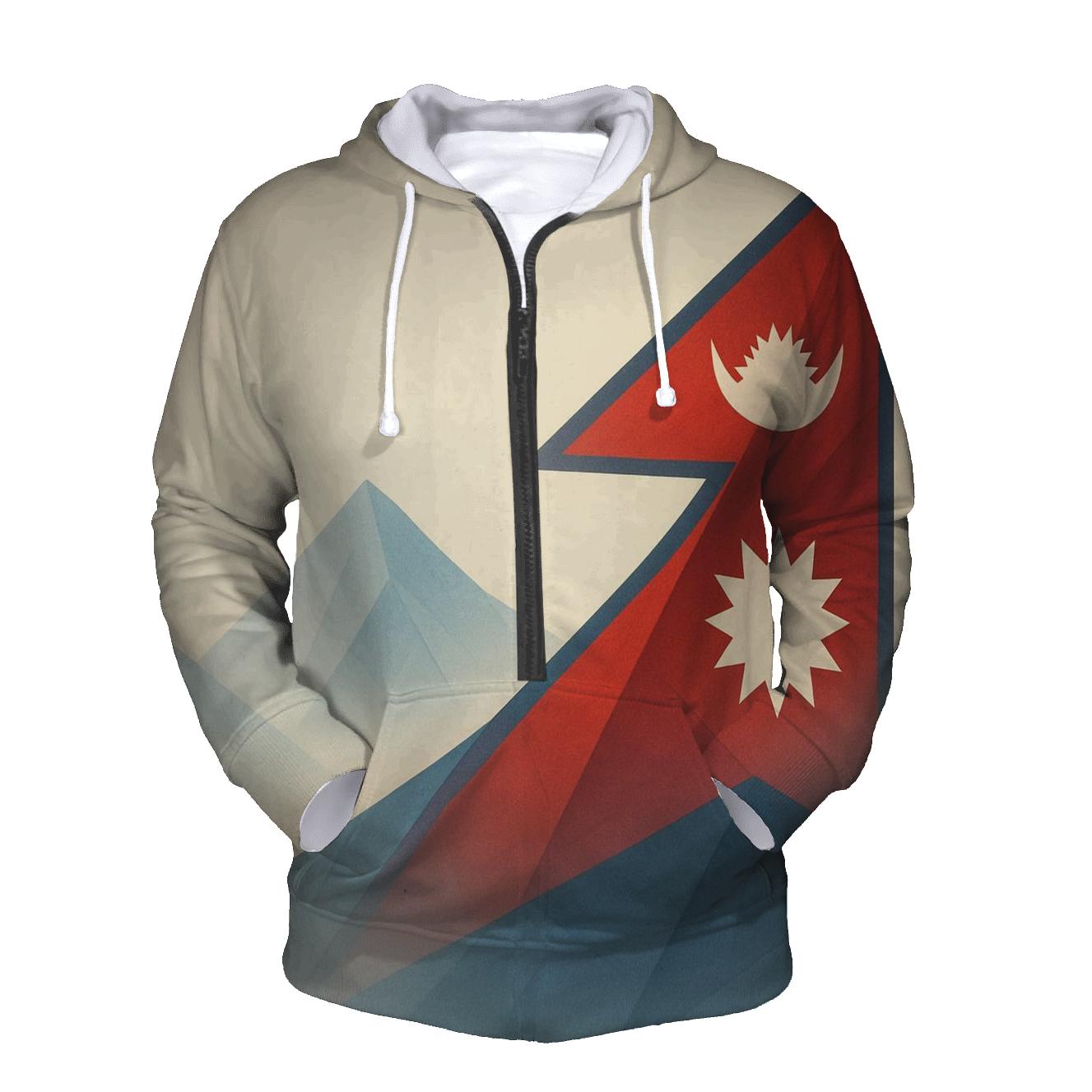 Geometric Peaks Nepal premium hoodies