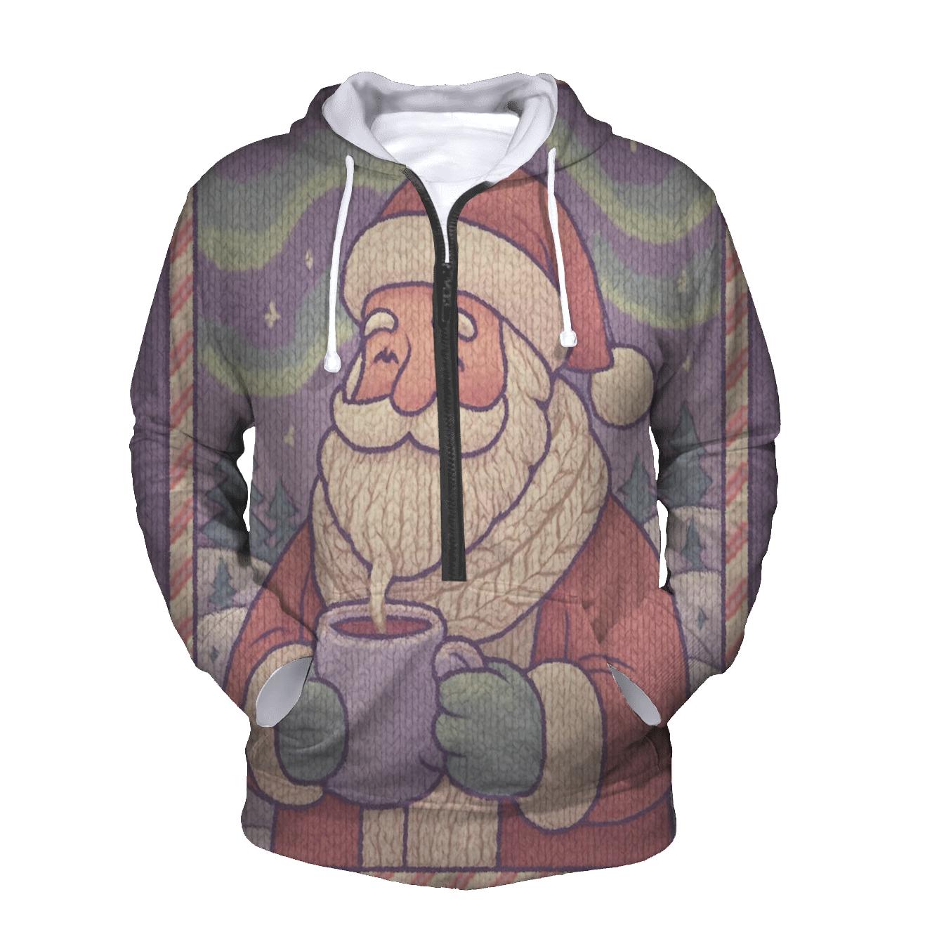 Knitted Northern Lights Santa custom hoodies