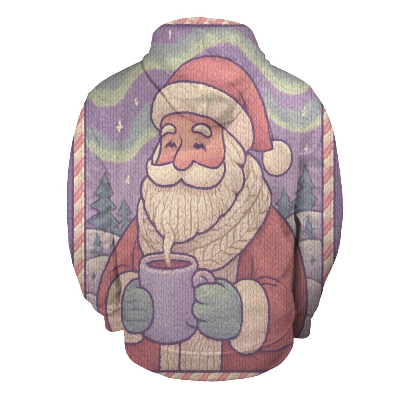 Knitted Northern Lights Santa custom hoodies