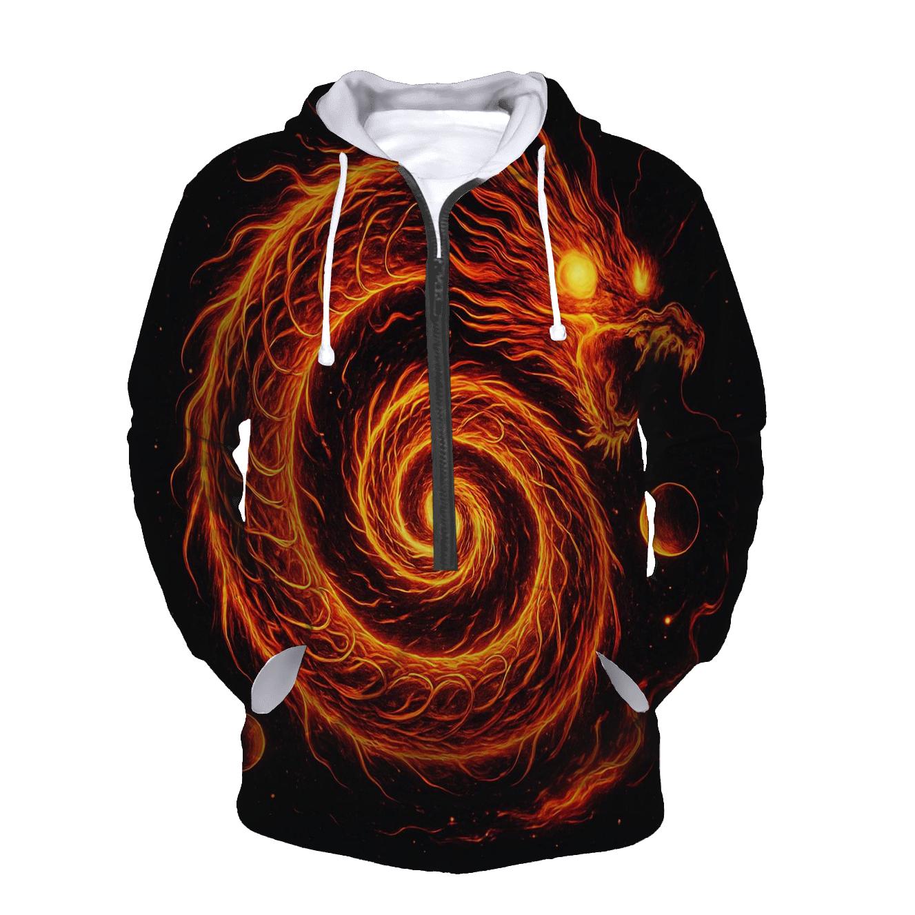Solar Flare Dragon Spiral heavyweight hoodies