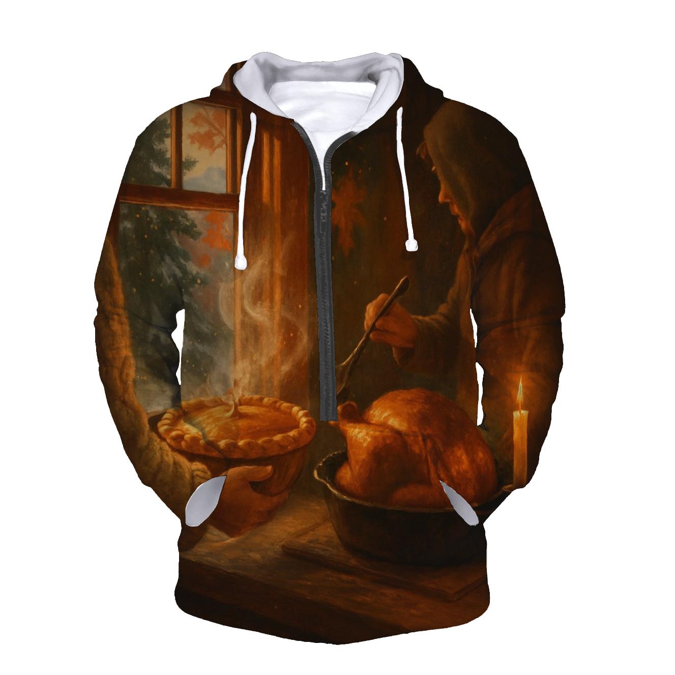 Cozy Cabin Feast Prep Night zip-up hoodies