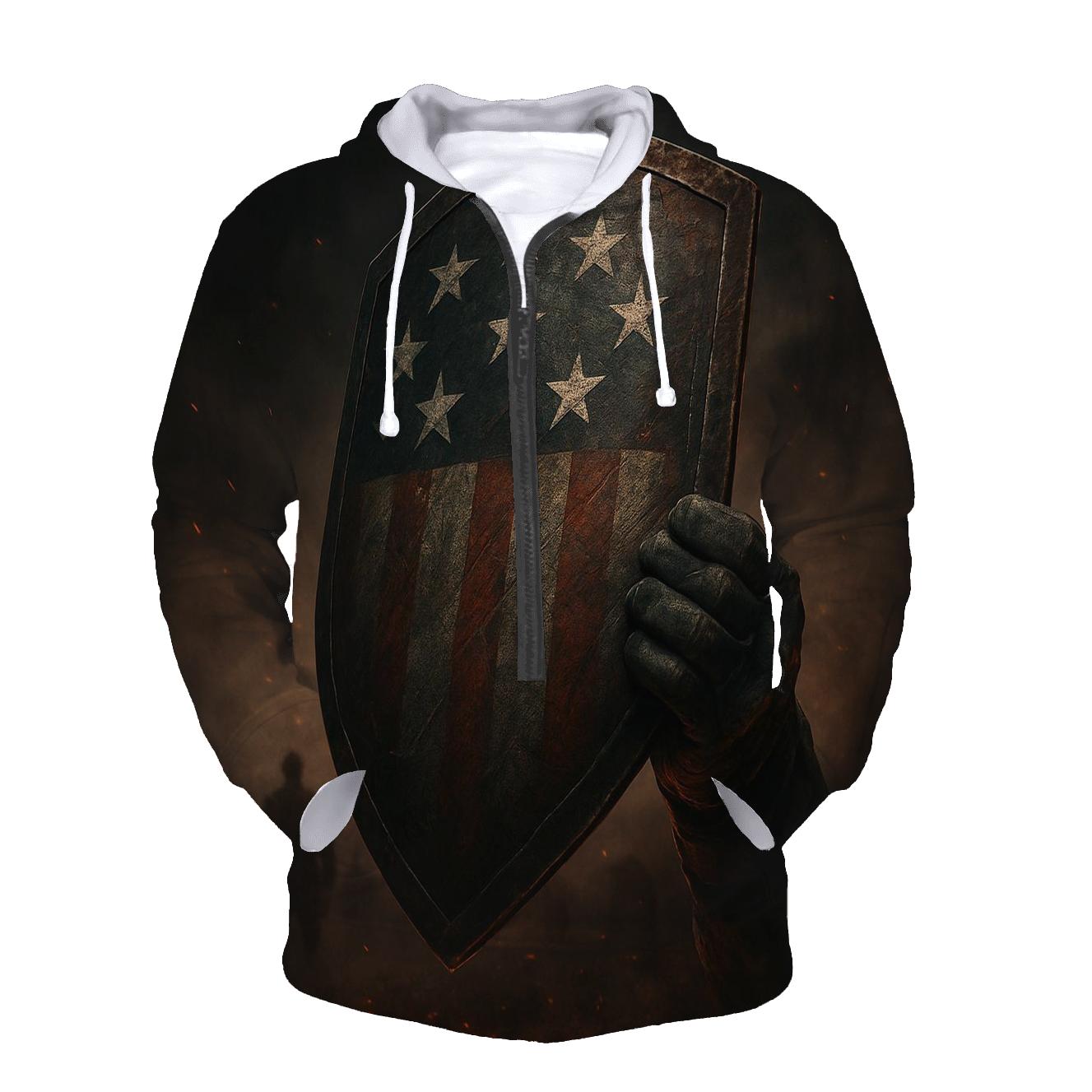 Iron Resolve And Ember Stars printed hoodies