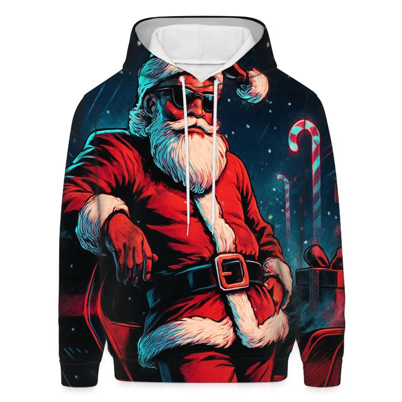Neon Night Shift Santa graphic hoodies