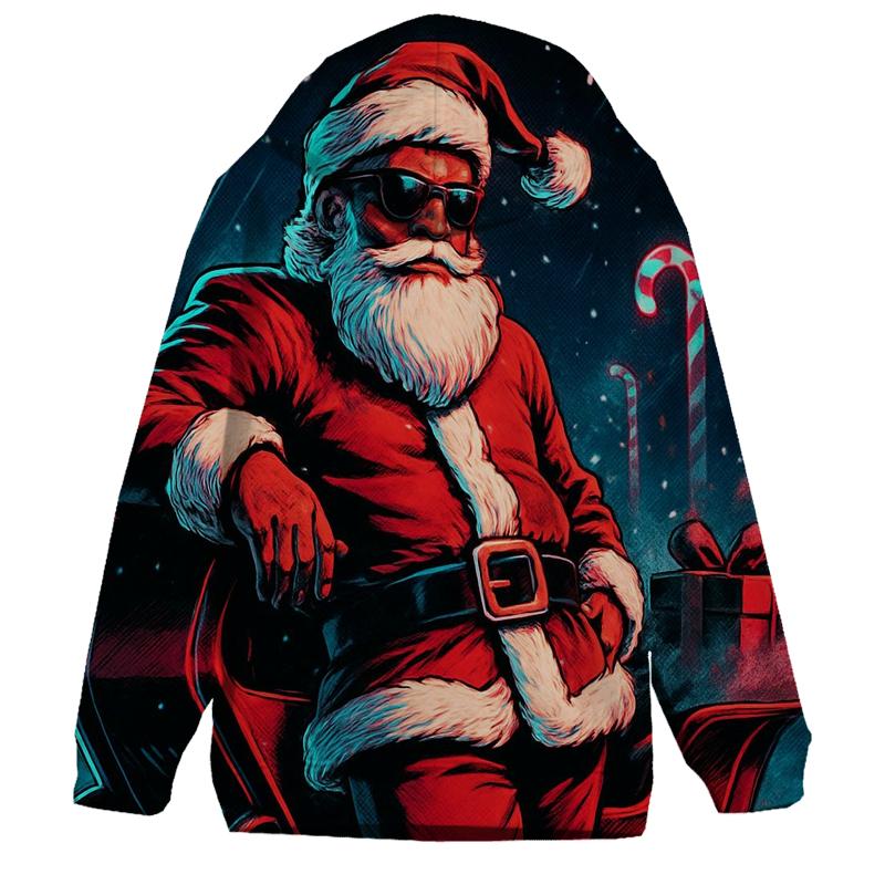 Neon Night Shift Santa graphic hoodies