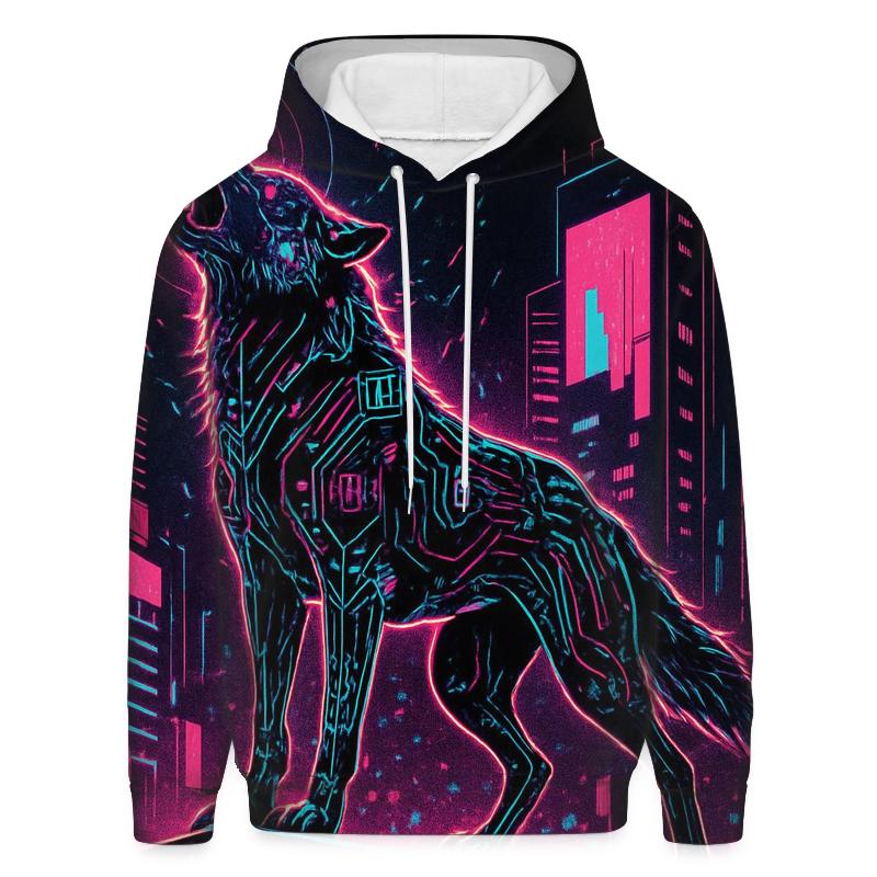 Neon Circuit Howl Wolf zip-up hoodies