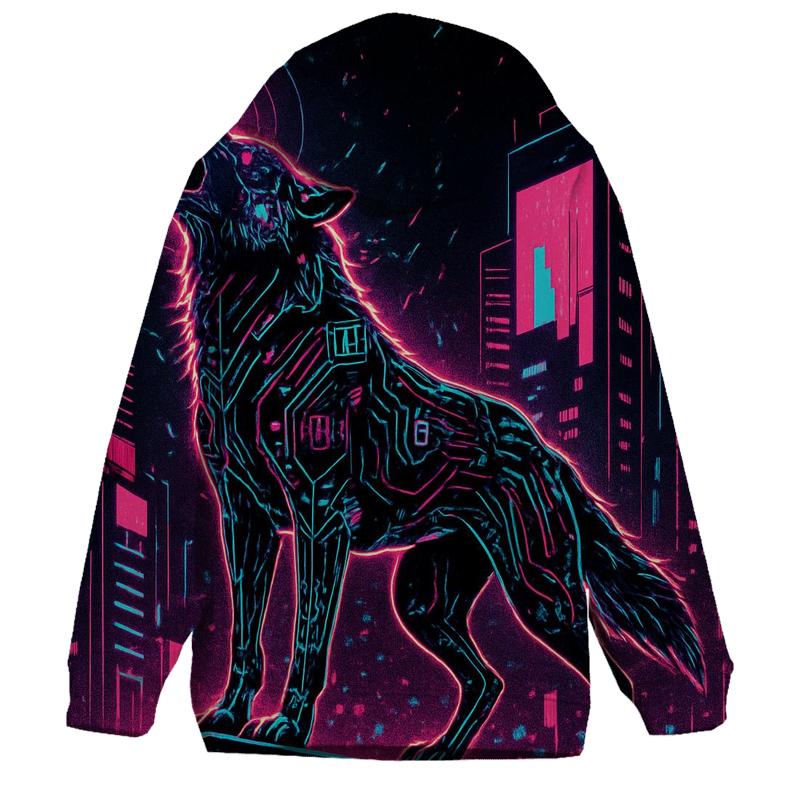 Neon Circuit Howl Wolf zip-up hoodies