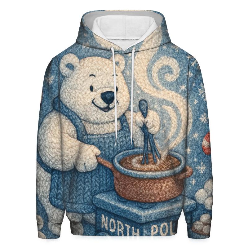 Polar Bear Barista At The North Pole Cocoa Cart heavyweight hoodies