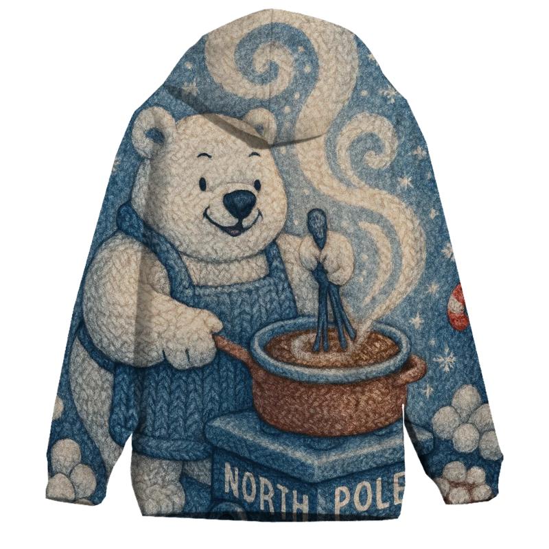 Polar Bear Barista At The North Pole Cocoa Cart heavyweight hoodies