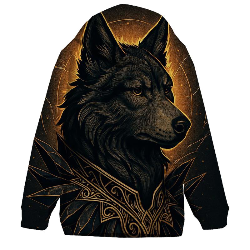 Obsidian Gold Sentinel Wolf hoodie trends