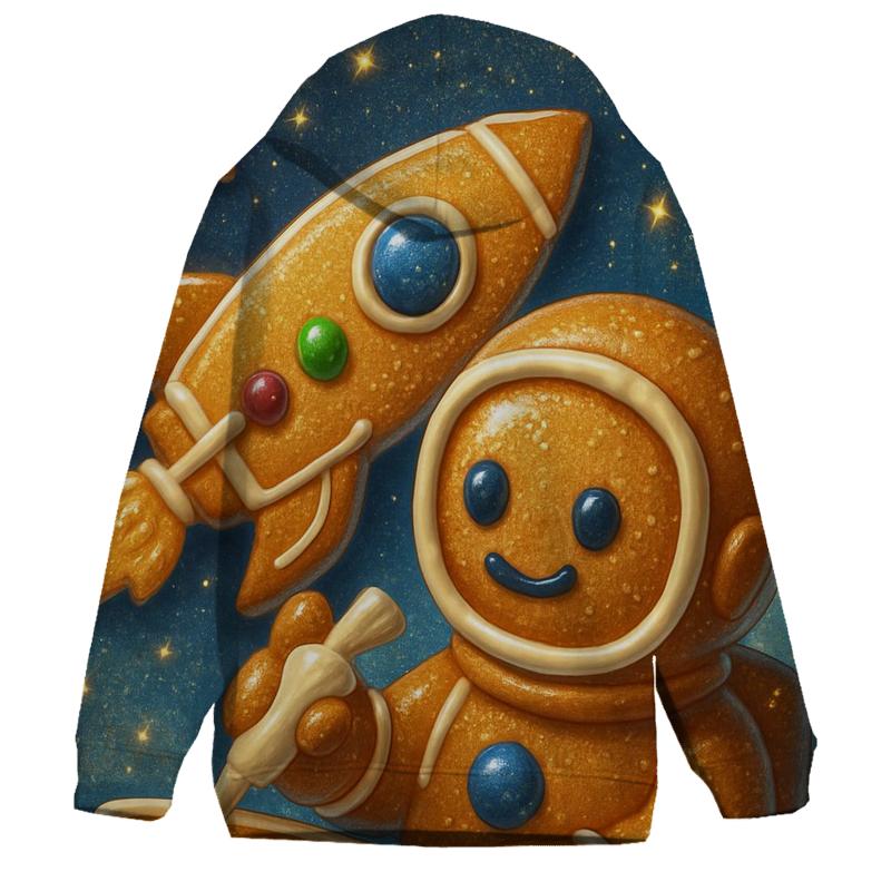 Gingerbread Astronaut Building A Cookie Rocket lightweight hoodies