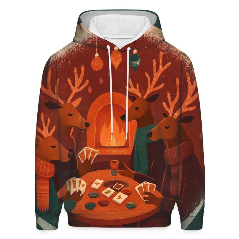 Reindeer Poker Night In A Snow Globe Lounge zip-up hoodies