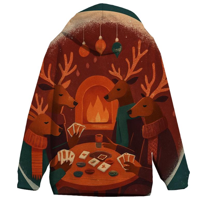 Reindeer Poker Night In A Snow Globe Lounge zip-up hoodies