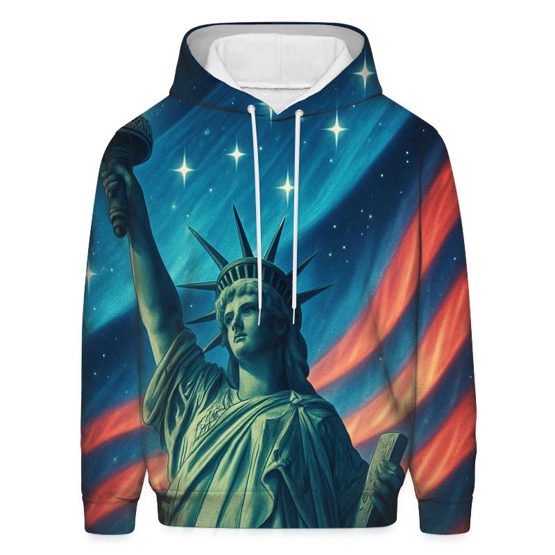 Liberty Torch Aurora Flag printed hoodies