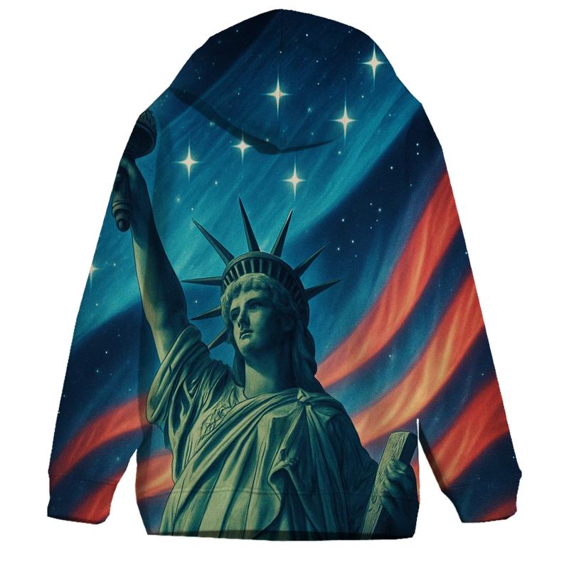 Liberty Torch Aurora Flag printed hoodies
