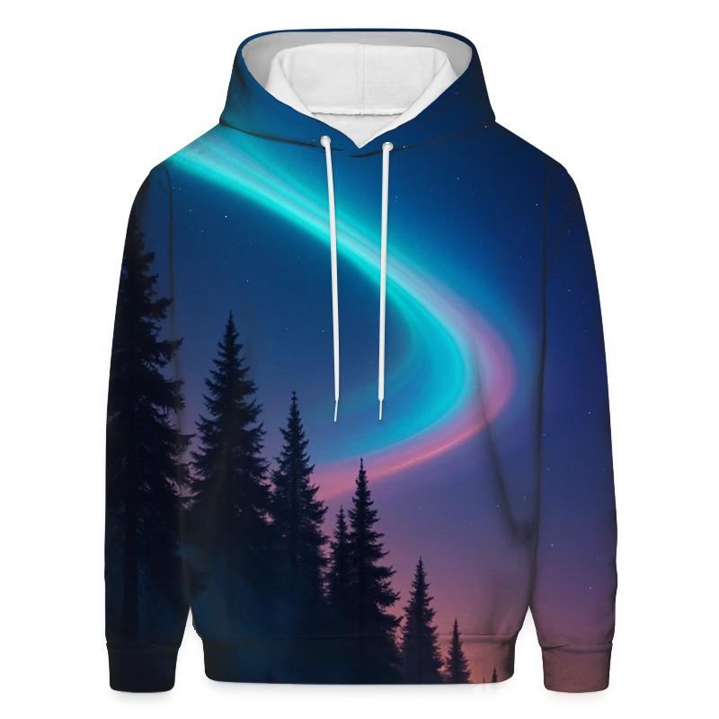 Aurora Dusk Over Pines pullover hoodies