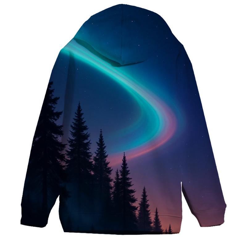 Aurora Dusk Over Pines pullover hoodies