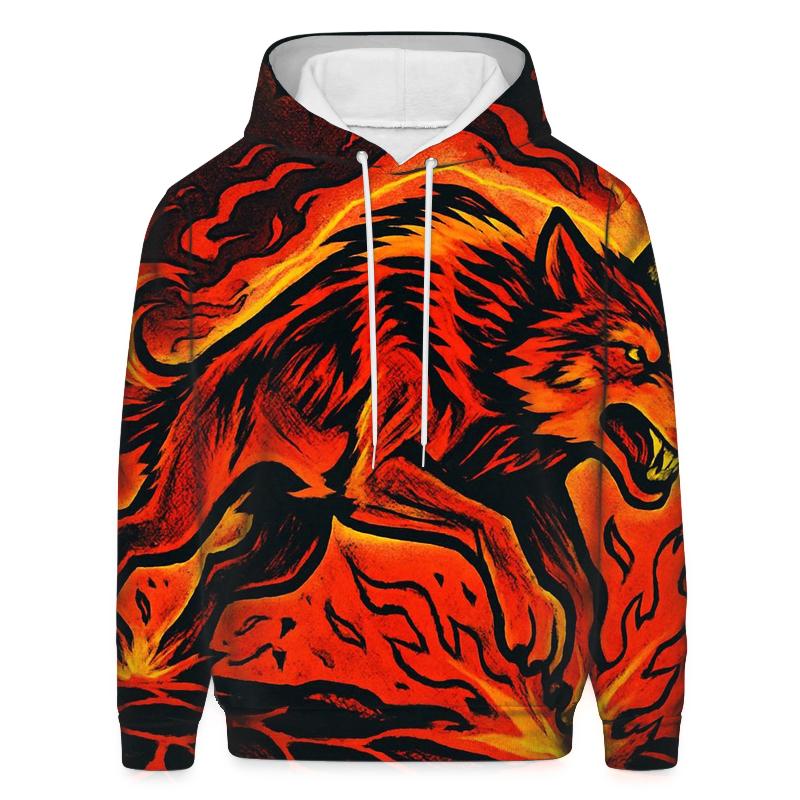 Volcanic Ember Runner Wolf heavyweight hoodies