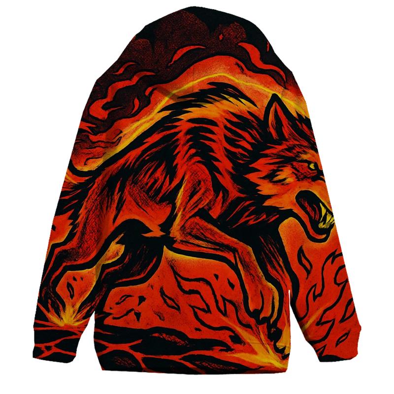 Volcanic Ember Runner Wolf heavyweight hoodies