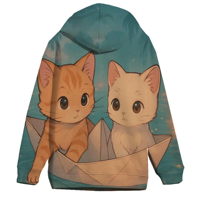 Lantern River Paper Boat Kittens heavyweight hoodies