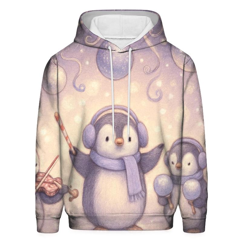 Penguin Orchestra Under Hanging Ornaments embroidered hoodies