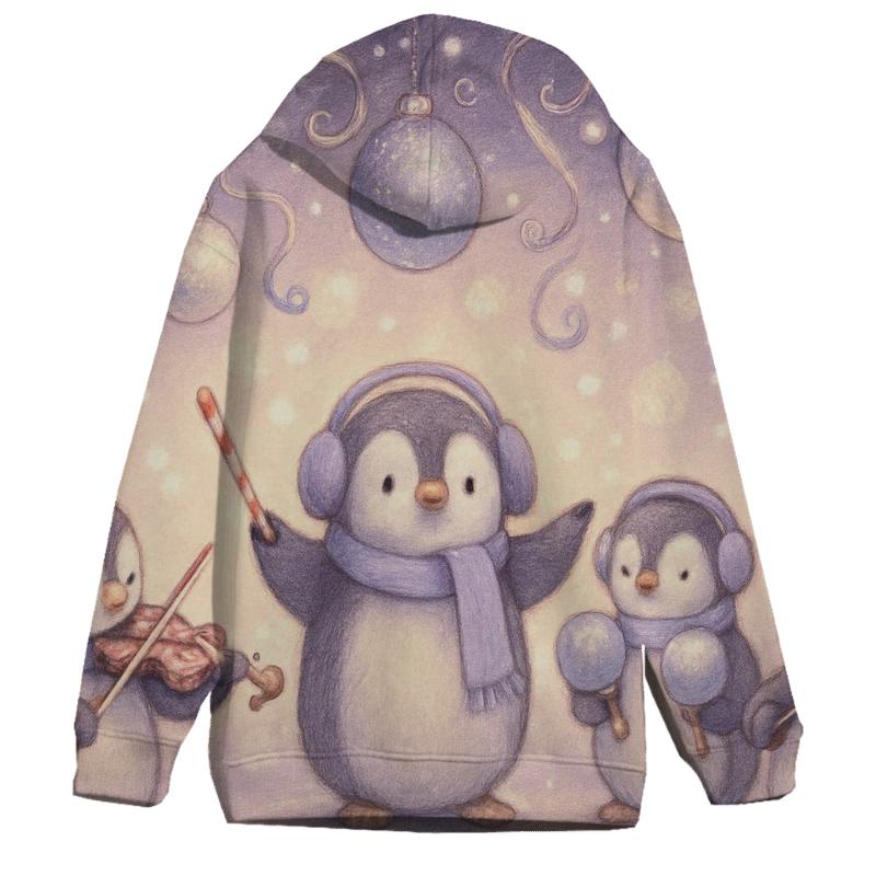Penguin Orchestra Under Hanging Ornaments embroidered hoodies