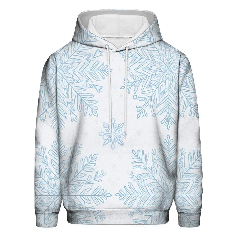 Icy Blue Snowflake Kaleidoscope On Light Gray Background premium hoodies
