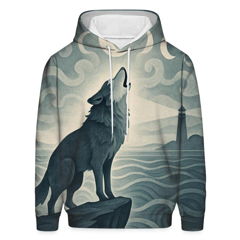 Sea Fog Moon Wolf graphic hoodies