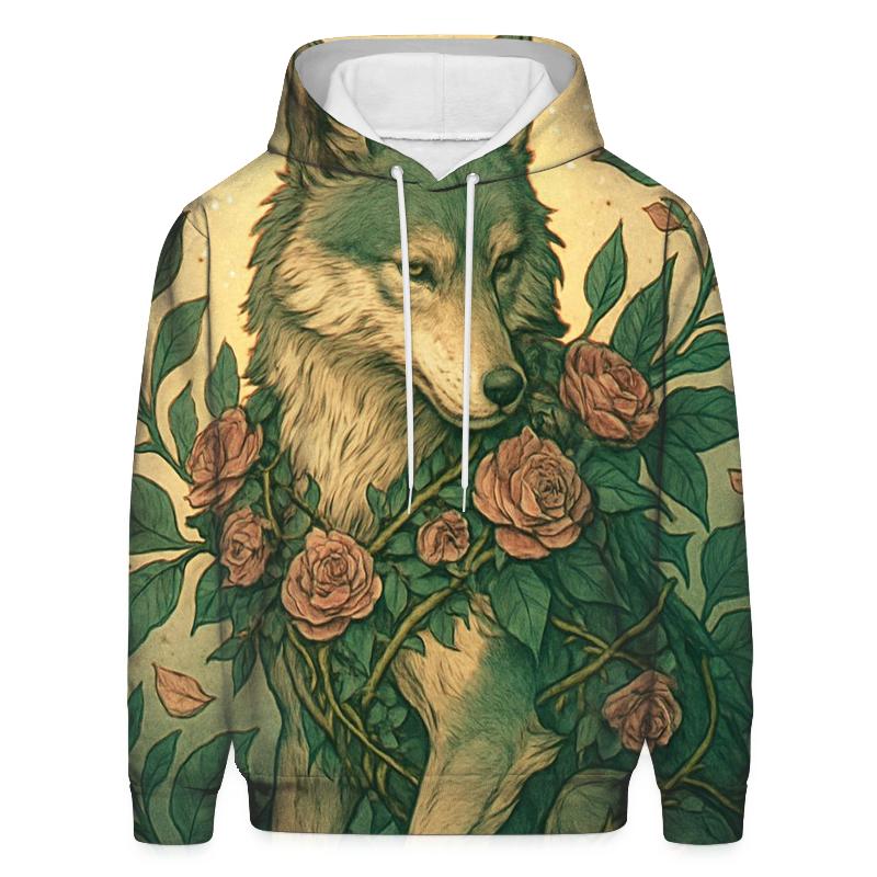 Botanical Thorn Guardian Wolf zip-up hoodies