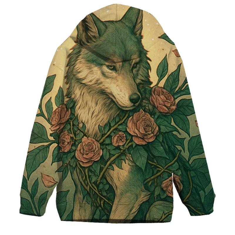 Botanical Thorn Guardian Wolf zip-up hoodies