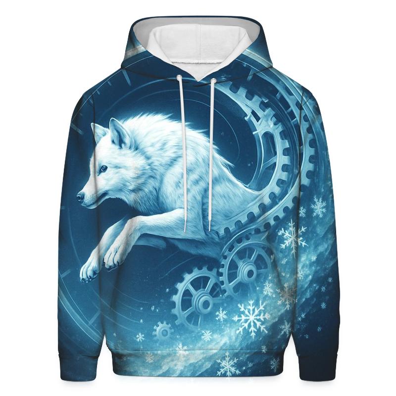 Chrono Spiral Arctic Wolf printed hoodies
