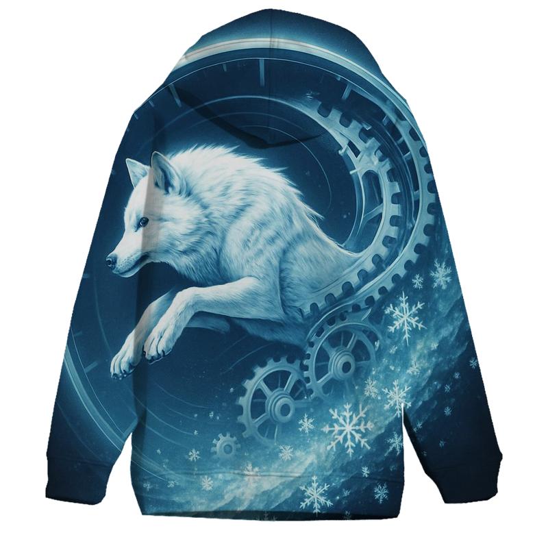Chrono Spiral Arctic Wolf printed hoodies