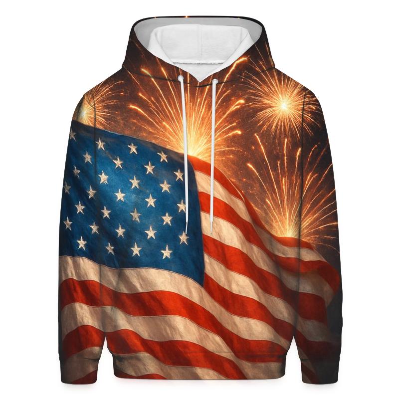 Fireworks Crown Flag Burst printed hoodies