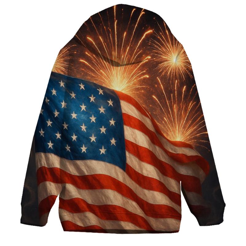 Fireworks Crown Flag Burst printed hoodies