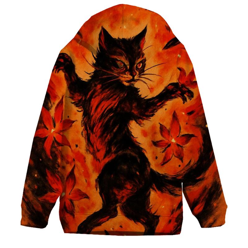 Volcanic Ember Dancer Cat printed hoodies