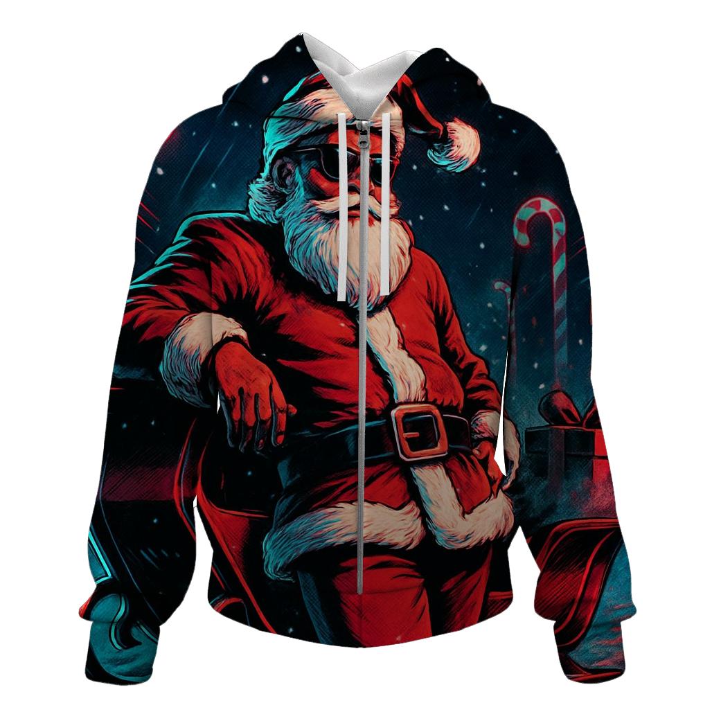 Neon Night Shift Santa lightweight hoodies