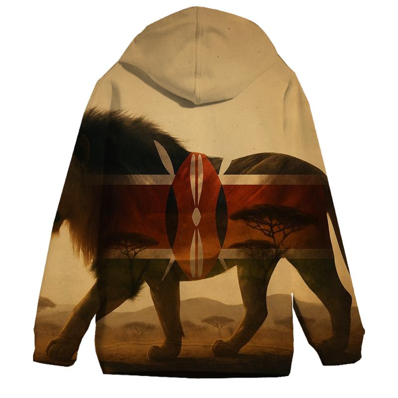 Savanna Lion Overlay Kenya custom hoodies