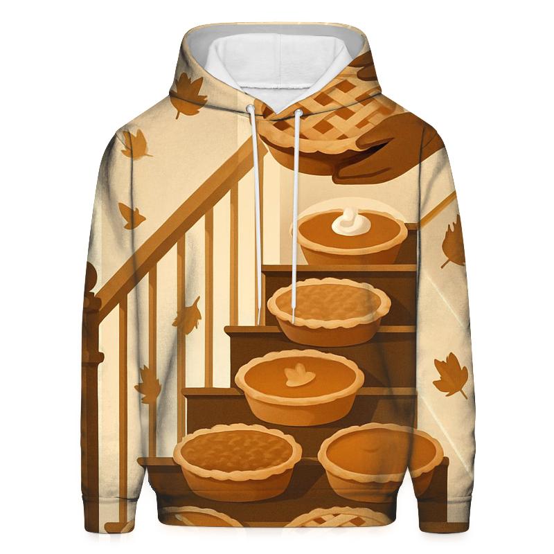 Thanksgiving Staircase Of Pies graphic hoodies