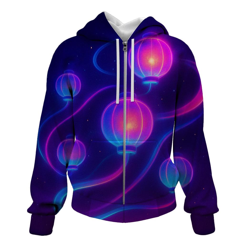 Neon Orbit Lantern Field embroidered hoodies
