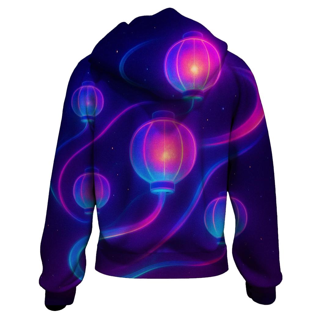 Neon Orbit Lantern Field embroidered hoodies
