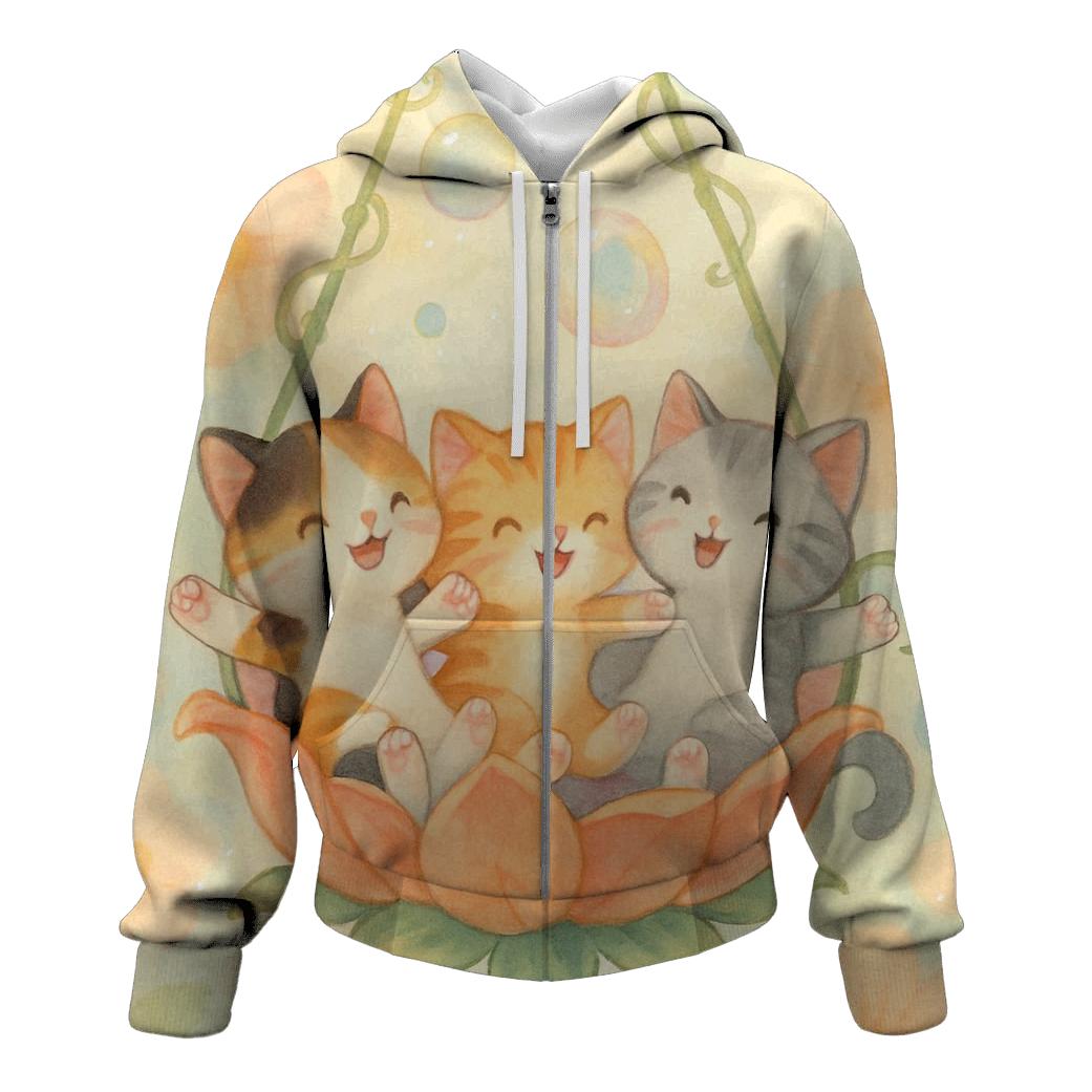 Bubble Garden Kitten Carousel embroidered hoodies